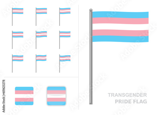 Transgender Pride Flag Waving Animation App Icon Vector
