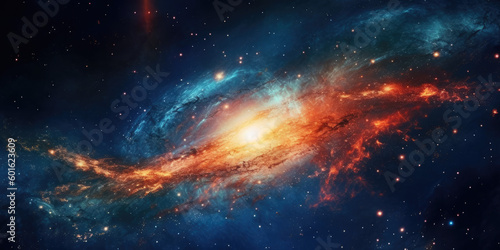 space to a spiral galaxy and stars. Universe filled with stars  nebula and galaxy