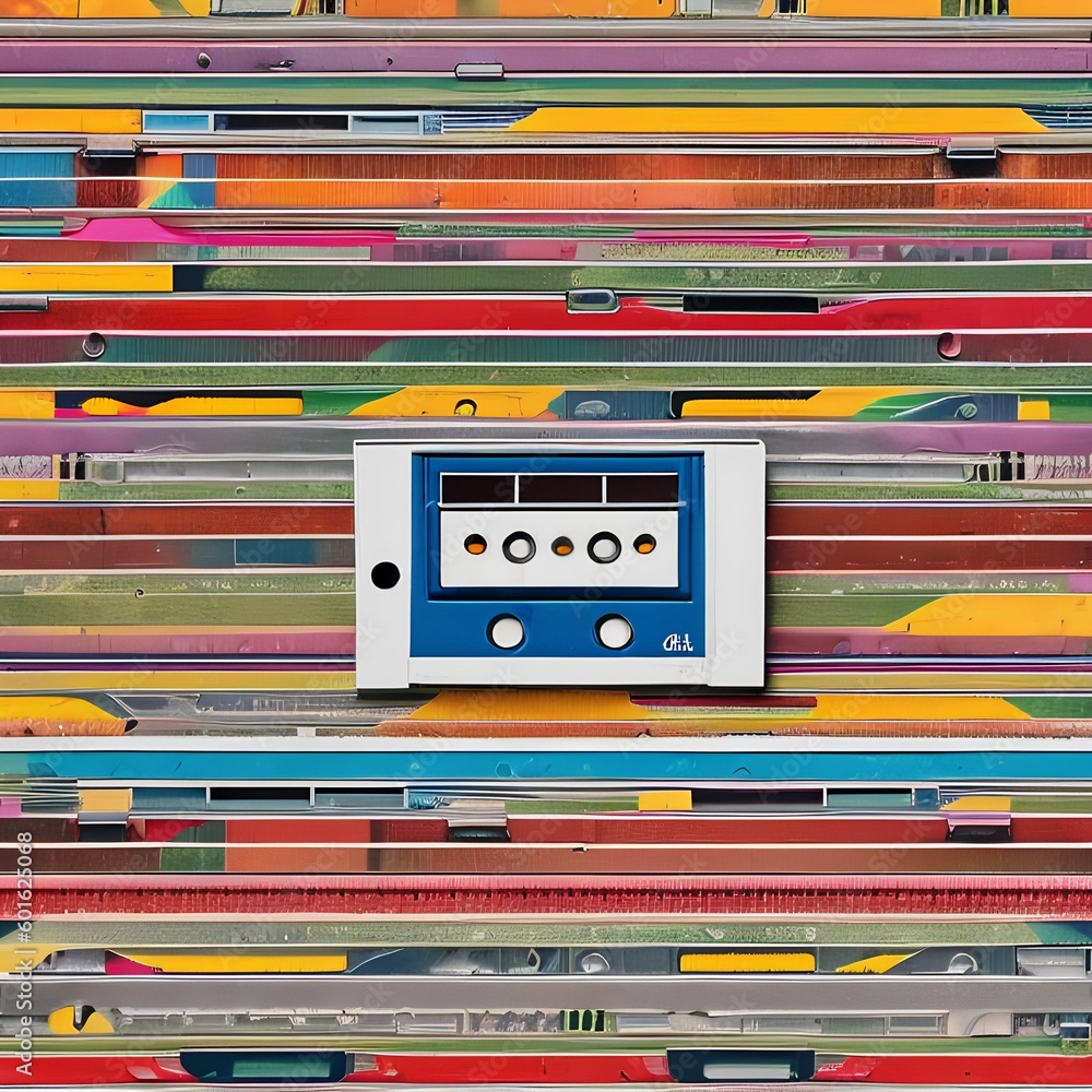34 Retro Cassette Tape: A nostalgic and retro background featuring a cassette tape in bright and vibrant colors that create a vintage and classic look2, Generative AI 34 Retro Cassette Tape: A nostalgic and retro background featuring a cassette tape in bright and vibrant colors that create a vintage and classic look2, Generative AI