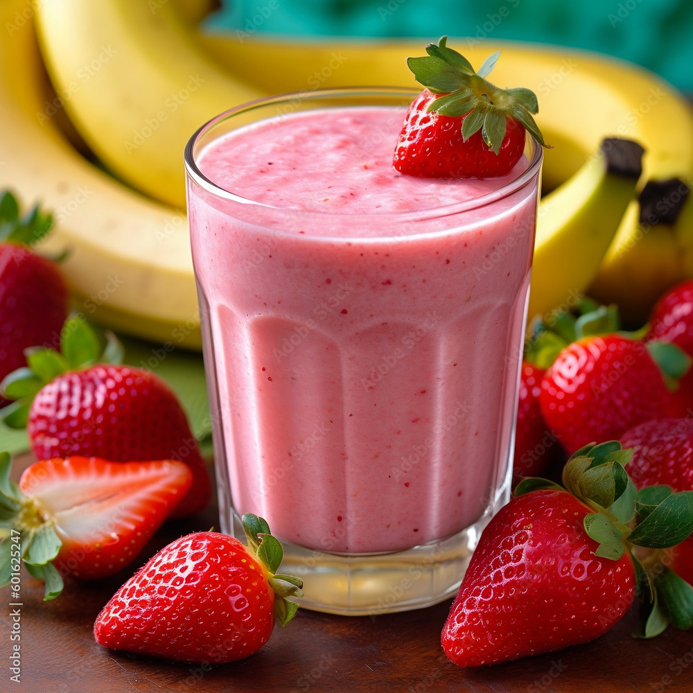 strawberry smoothie with banana generative ai strawberry smoothie with banana generative ai