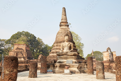 The elaborate Buddhist temple of Wat Mahathat in the historic city of Sukhothai, Thailand