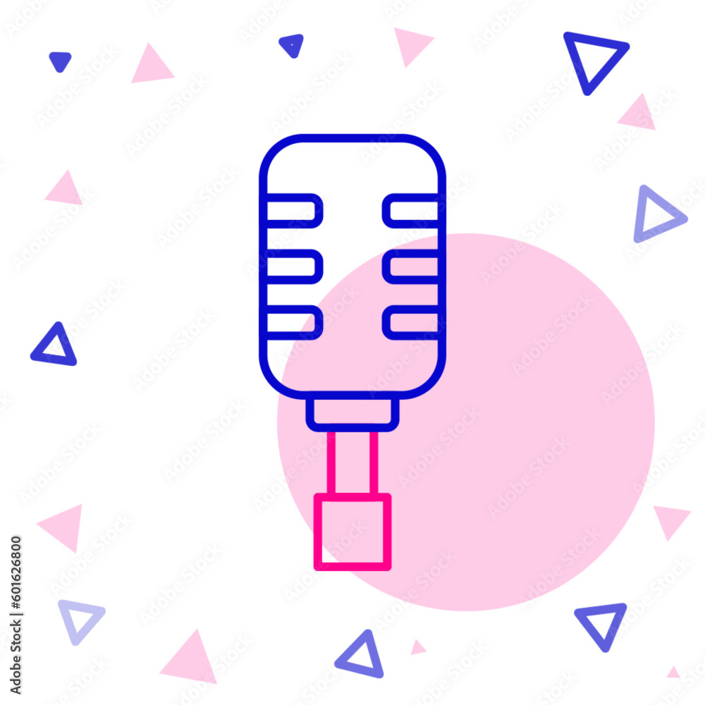 Line Microphone icon isolated on white background. On air radio mic microphone. Speaker sign. Colorful outline concept. Vector Line Microphone icon isolated on white background. On air radio mic microphone. Speaker sign. Colorful outline concept. Vector
