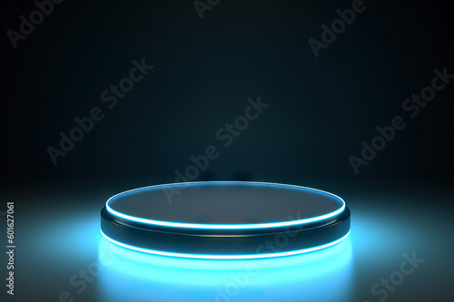 Futuristic Blank Podium for Product Display, 3D Rendering Pedestal. created with Generative AI