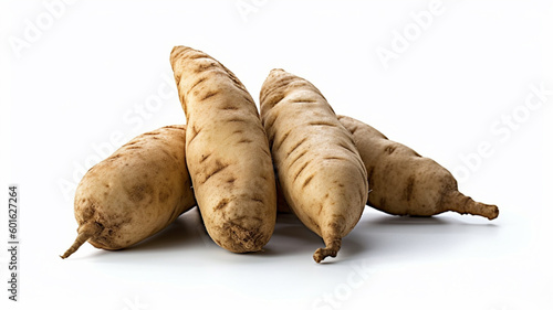 isolated white background photo of cassava. generative ai
