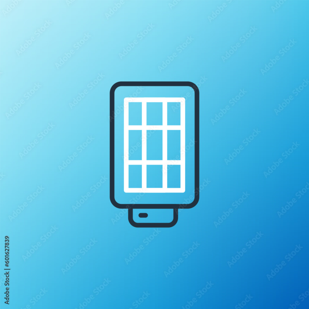Line Studio light bulb in softbox icon isolated on blue background. Shadow reflection design. Colorful outline concept. Vector Line Studio light bulb in softbox icon isolated on blue background. Shadow reflection design. Colorful outline concept. Vector