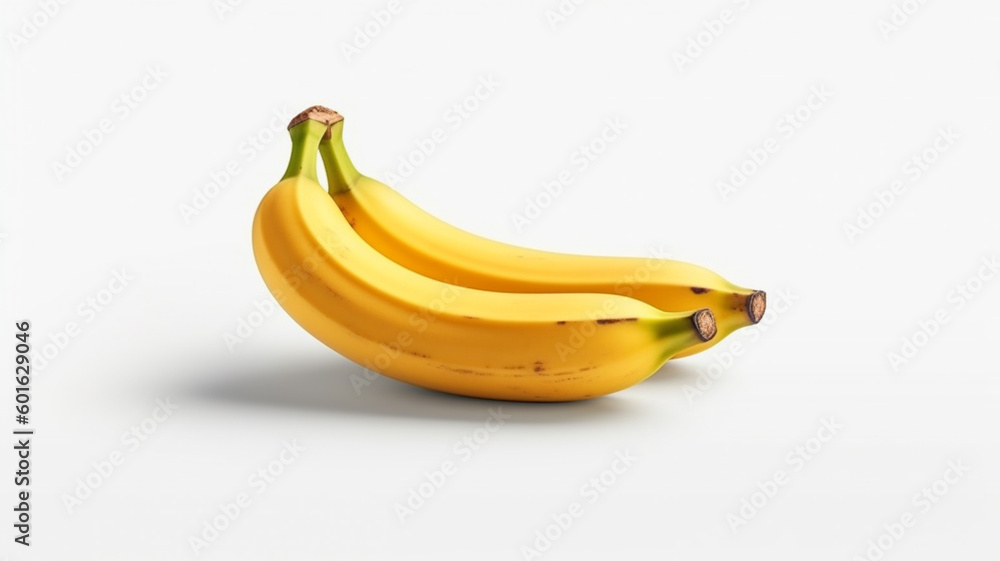 a realistic photo of banana isolated in white. generative ai