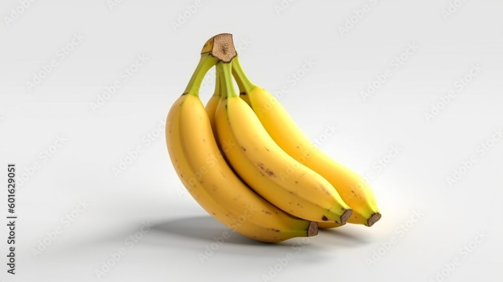 a realistic photo of banana isolated in white. generative ai