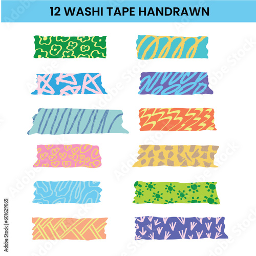 Washi tape design Cute washi paper anchor collection vector for Scrapbook element, ector scrapbook elements strip ripped 