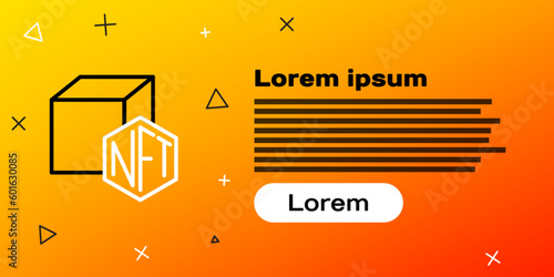 Line NFT Digital crypto art icon isolated on yellow background. Non fungible token. Colorful outline concept. Vector