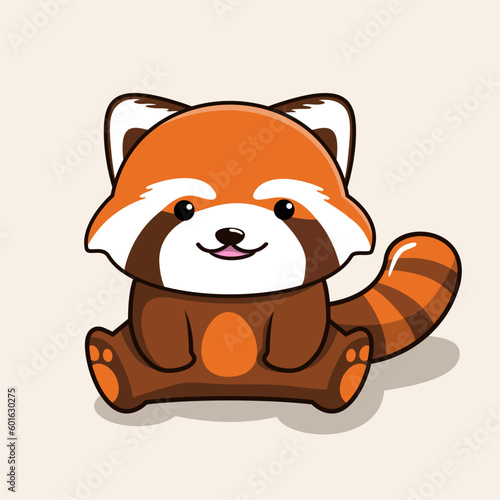 Fototapeta Naklejka Na Ścianę i Meble -  Cute Red Panda Cartoon Sitting