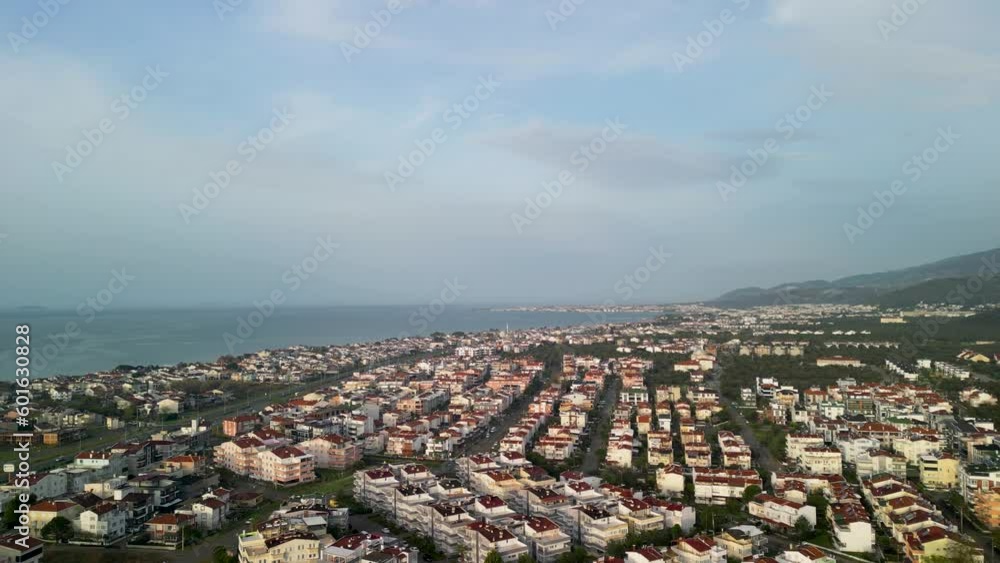Aerial Cityscape with Crowded Sea. Akcay Balikesir in Turkey Aerial Cityscape with Crowded Sea. Akcay Balikesir in Turkey