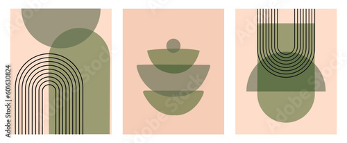 Mid Century Modern Art Print Set of 3, Neutral Geometric Wall Art, Rainbow Digital download, Abstract Gallery 