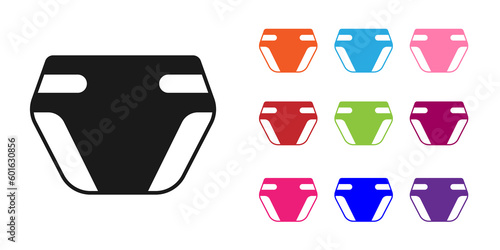 Black Adult diaper icon isolated on white background. Set icons colorful. Vector
