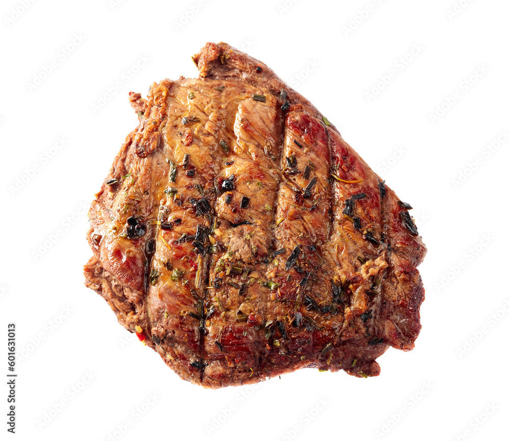 Grilled beef steak isolated on a white background. Grilled beef steak isolated on a white background.