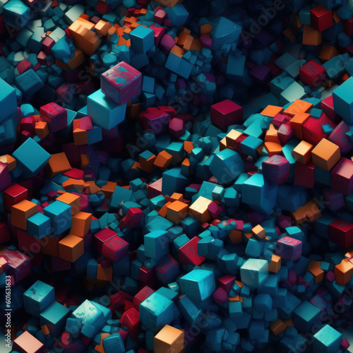 Colorful seamless geometric pattern created with Generative AI technology