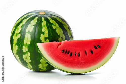 Refreshing Watermelon Slice on White Background: Perfect for Summer Days. created with Generative AI