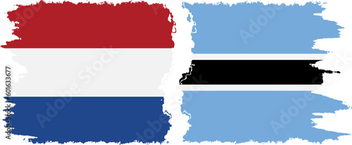 Botswana and Netherlands grunge flags connection vector