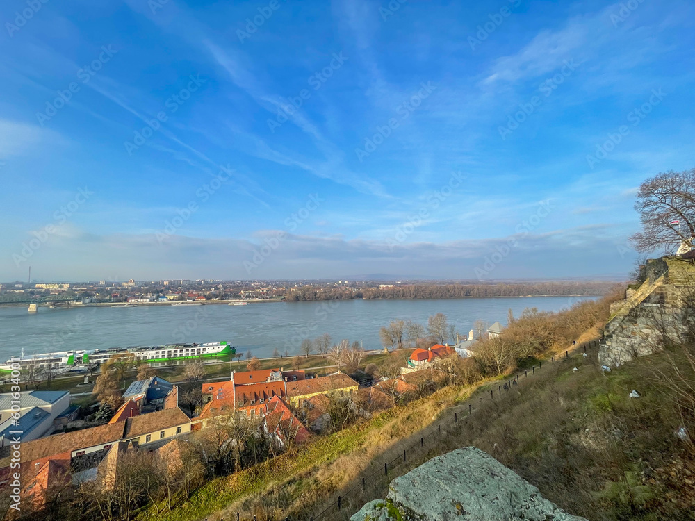View of the Danube at Esztergom on a sunny day, Hungary