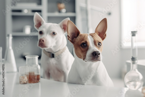 Two dogs in laboratory. Generative AI illustration © Firn