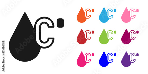 Black Water temperature icon isolated on white background. Set icons colorful. Vector