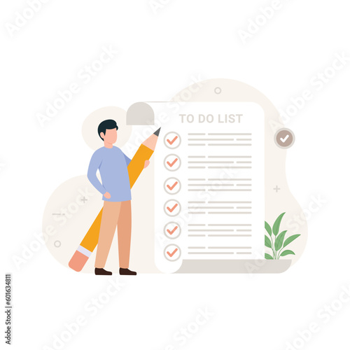 Business people or employee with self management skill. Task lists soft skills concept vector illustration