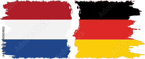 Germany and Netherlands grunge flags connection vector