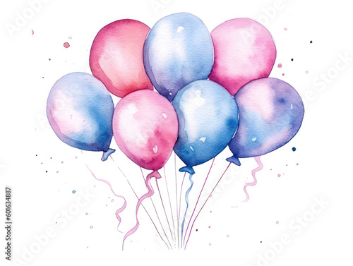 watercolor balloons isolated on white background