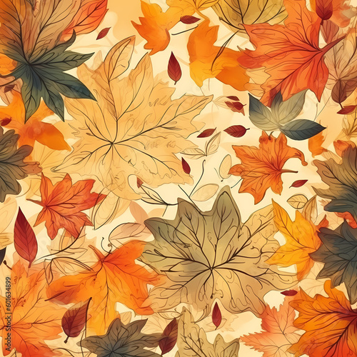 Floral Pattern Of Autumn Leaves Illustration