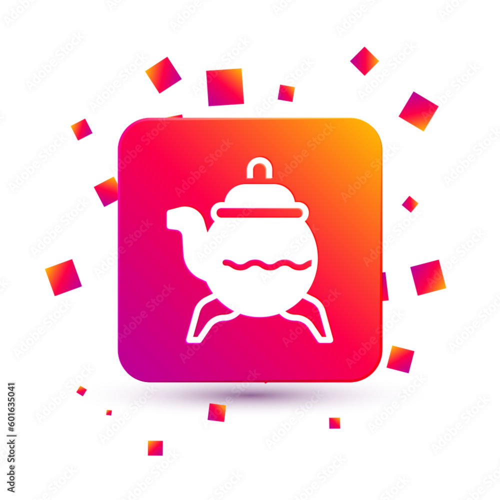 White Classic teapot icon isolated on white background. Square color button. Vector White Classic teapot icon isolated on white background. Square color button. Vector