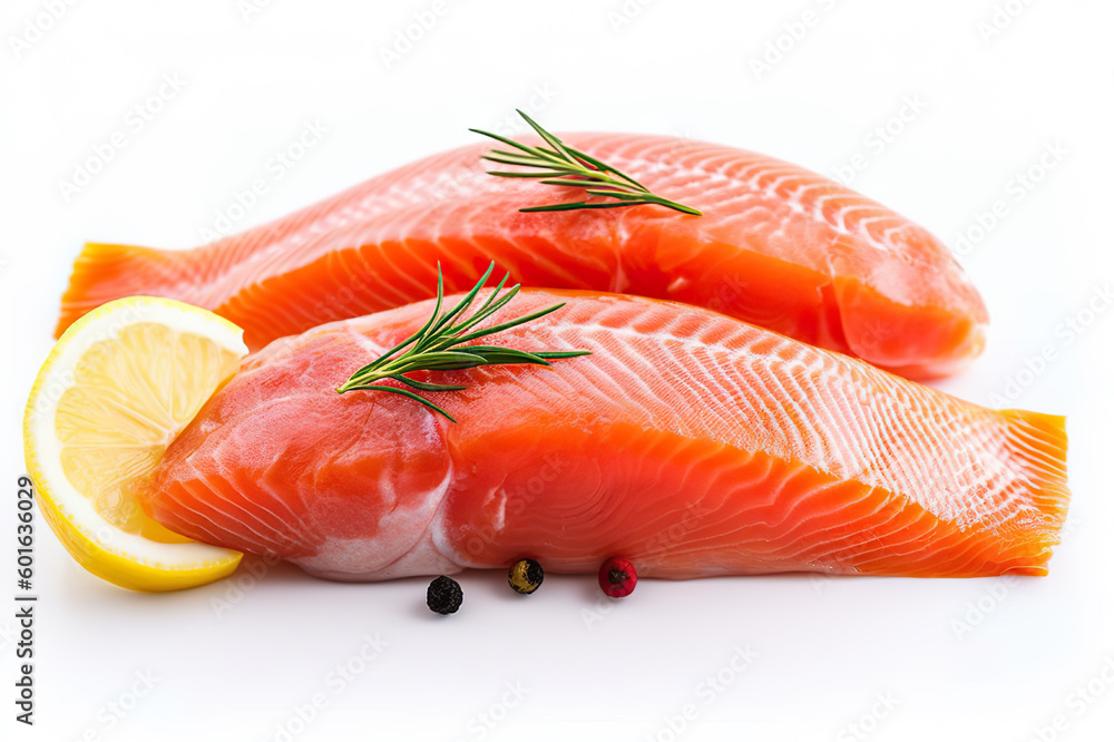 Fresh Red Fish on White Background. created with Generative AI Fresh Red Fish on White Background. created with Generative AI