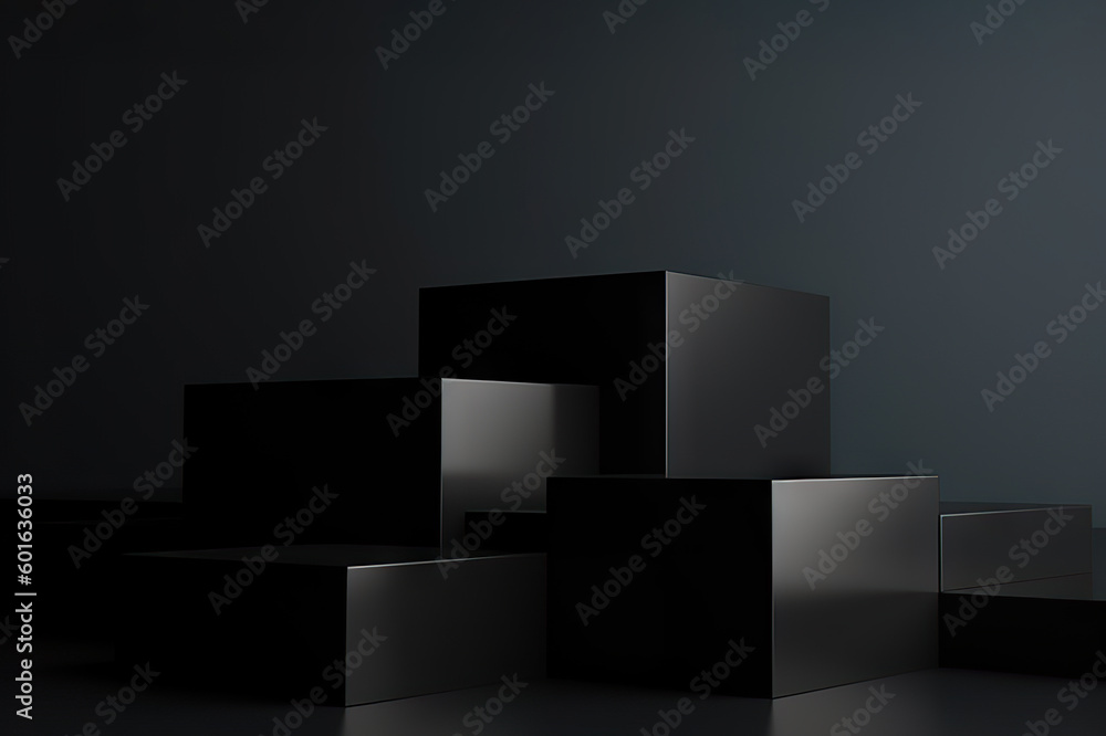 Dark Geometric Background for Commercial Advertising: 3D Rendering. created with Generative AI Dark Geometric Background for Commercial Advertising: 3D Rendering. created with Generative AI