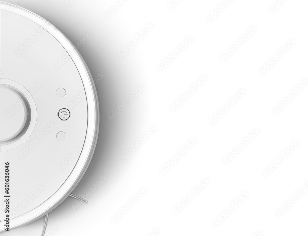 Robot vacuum cleaner on white background top view copy space Robot vacuum cleaner on white background top view copy space