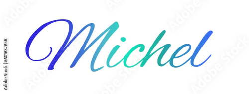 Michel - light blue and blue color - male name - ideal for websites, emails, presentations, greetings, banners, cards, books, t-shirt, sweatshirt, prints
