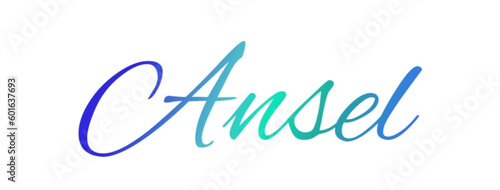 Ansel - light blue and blue color - male name - ideal for websites, emails, presentations, greetings, banners, cards, books, t-shirt, sweatshirt, prints
