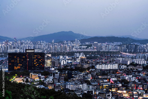 View of the Gangnam from the Namsan (mountain) on dust day-Seoul, Korea Dust wind comes from China on spring © wanmo