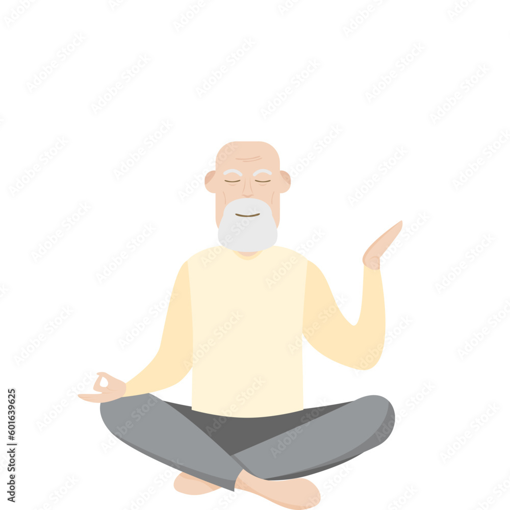 The Elderly People Old Man Yoga Pose Meditation Relaxed Body
