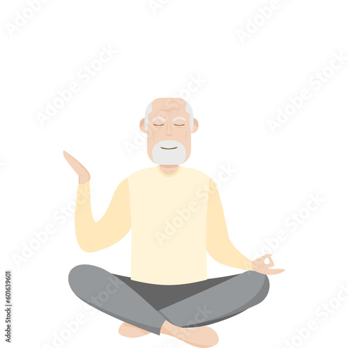 Fototapeta Naklejka Na Ścianę i Meble -  The Elderly People Old Man Yoga Pose Meditation Relaxed Body
