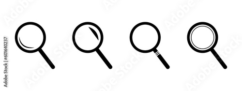 Magnifier Glass Icons. Transparent Background. Vector Illustration.