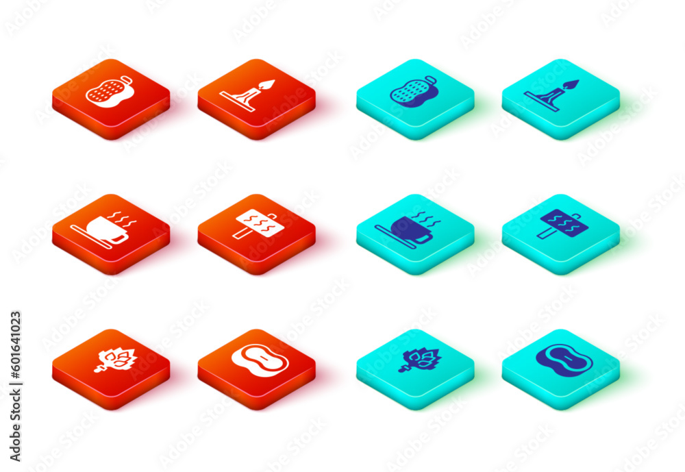 Set Sauna broom, Bar of soap, Cup tea, Burning candle and Washcloth icon. Vector Set Sauna broom, Bar of soap, Cup tea, Burning candle and Washcloth icon. Vector