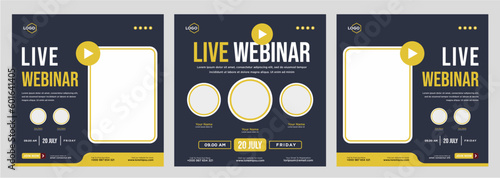 Digital marketing live webinar and corporate social media post or template banner