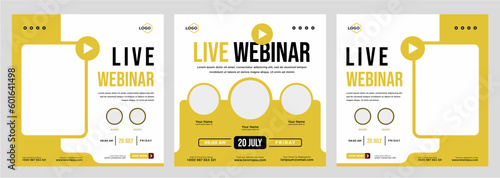 Digital marketing live webinar and corporate social media post or template banner