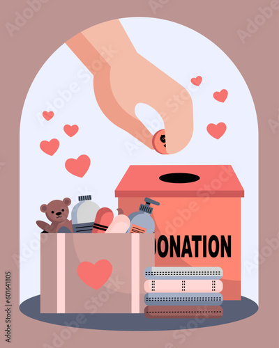 Donations to charity. Fundraising for volunteer work. Account, donation box