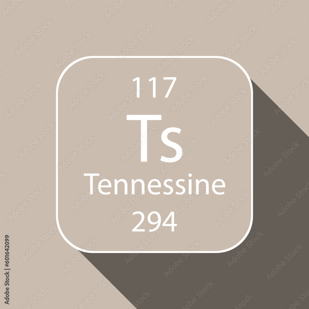 Tennessine symbol with long shadow design. Chemical element of the periodic table. Vector illustration. Tennessine symbol with long shadow design. Chemical element of the periodic table. Vector illustration.