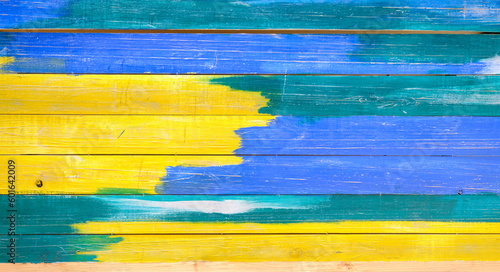 Colorful painted wood planks