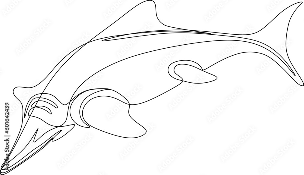 one line art. Jurassic park. one continuous line art of an Ichthyosaur one line art. Jurassic park. one continuous line art of an Ichthyosaur