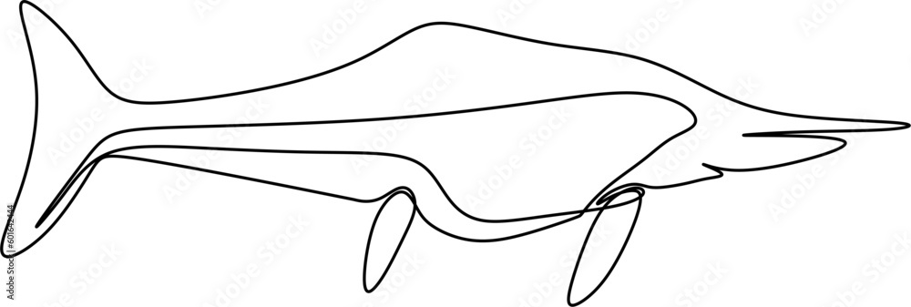 one line art. Jurassic park. one continuous line art of an Ichthyosaur one line art. Jurassic park. one continuous line art of an Ichthyosaur