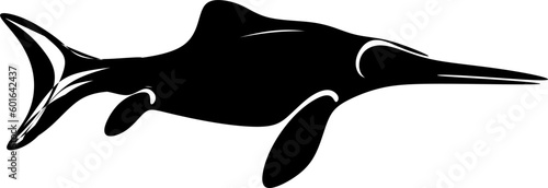 The illustrations and clipart. Jurassic park. A black-and-white silhouette of an Ichthyosaur