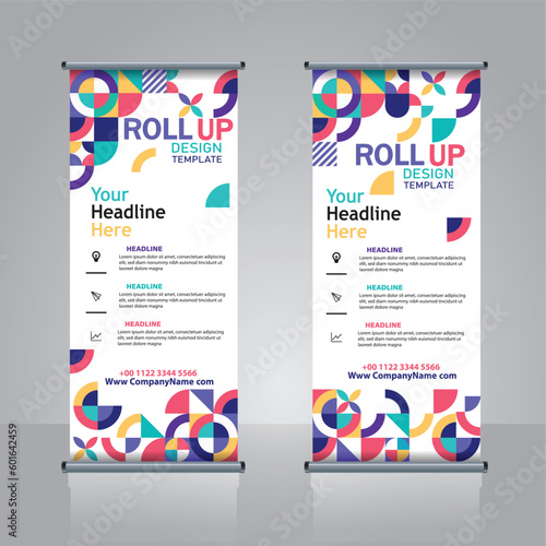 roll up banner design with geometric elements