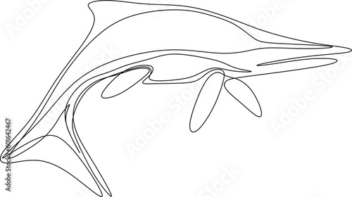 one line art. Jurassic park. one continuous line art of an Ichthyosaur