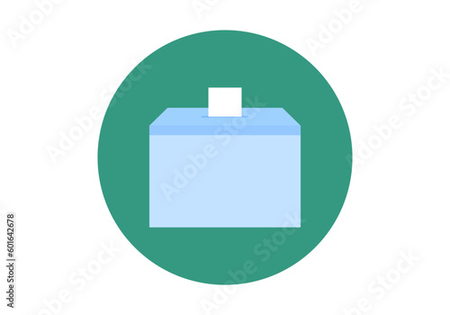 Icono de las elecciones electorales o votaciones en forma de trazado de una urna con papeleta